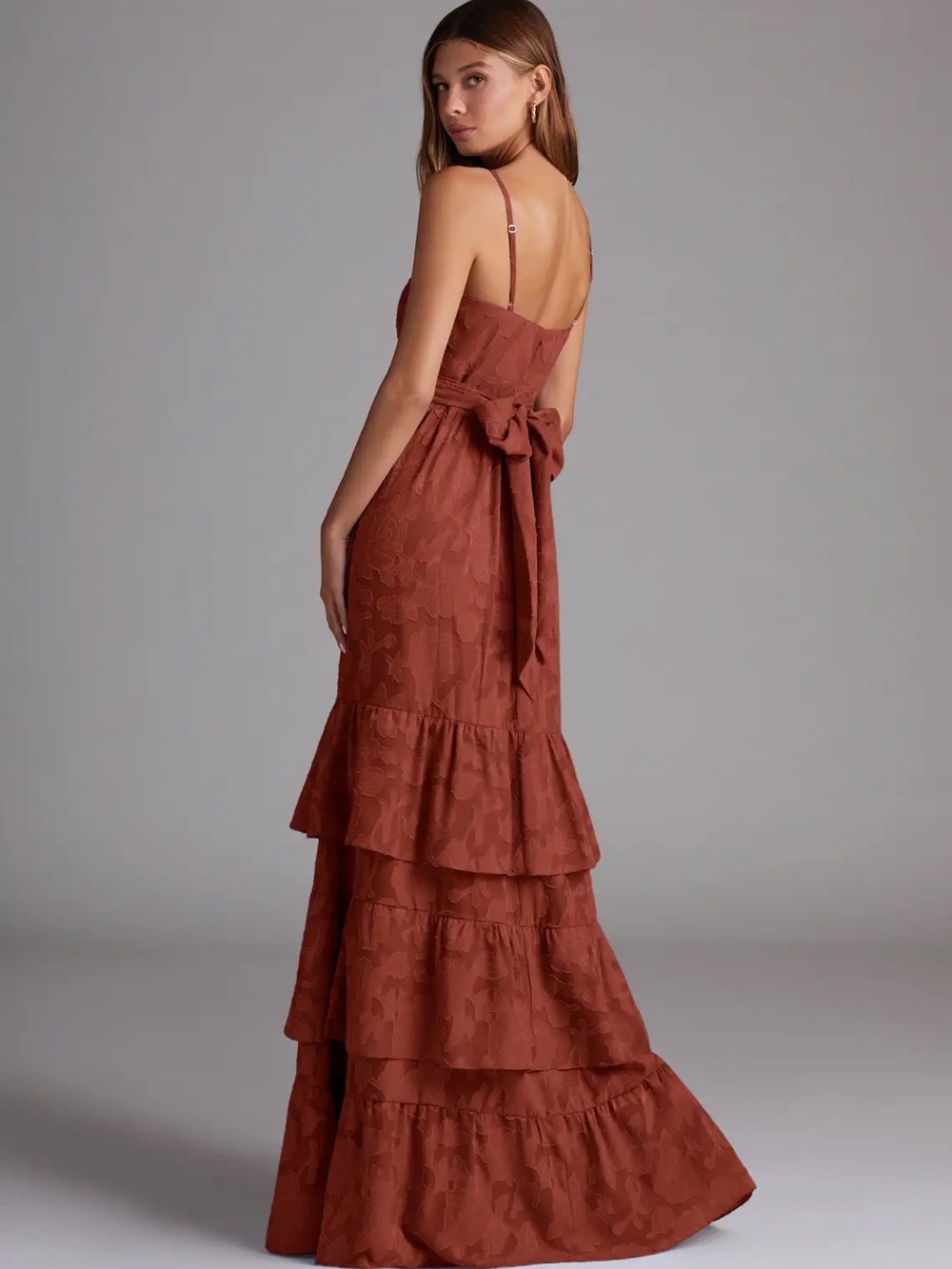 Azazie Atelier Nathalia Terracotta Maxi Dress Size 14